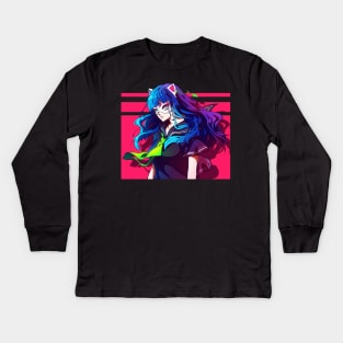 The anime girl in a cat mask Kids Long Sleeve T-Shirt